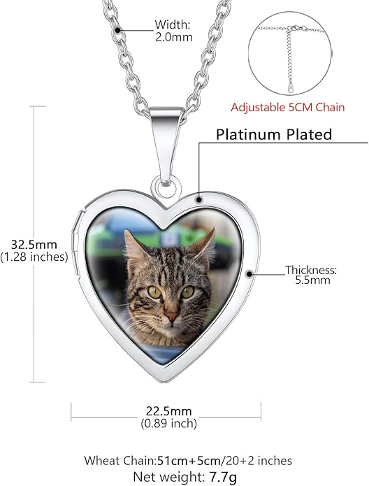 Supcare Locket Necklace That Holds Pictures-Engraved Photo Pendant Custom Jewellery Gifts for Men Women (with Jewellery Gift Box)