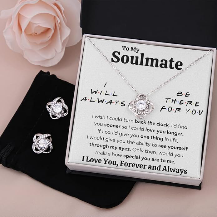 Couples Gifts Necklace To My Soulmate Necklace Birthday Christmas Jewelry Romantic Gifts For My Wife with Message Card Box Personalized Gift Present Pendant for Future Wife Soulmate Girlfriend