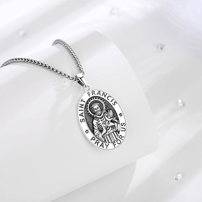 EUDORA 925 Sterling Silver St Christopher/St Benedict/St Michael/Virgin Mary/San Judas Tadeo/Good Shepherd Cross/Archangel Necklace Medal Pendant Protection Religious Amulet Jewelry For Men Women