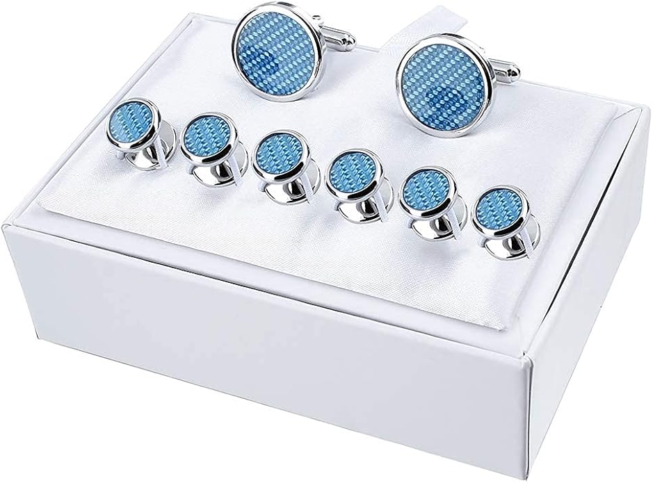 HAWSON Cufflinks and Studs for Men-Fashion Men Vintage Enamel Carbon Fiber Tuxedo Shirt Cufflinks and Studs Set for Regular Wedding Business Accessories