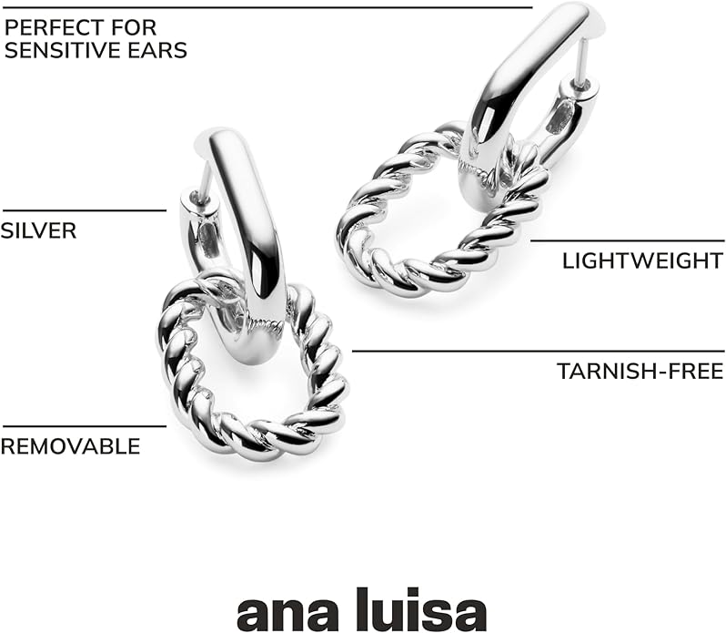 Ana Luisa Ash Double Hoop Earrings for Women - 14K Gold Plated, Silver & Two-Tone Drop Dangle Hoop Earring - Trendy Paperclip Link Huggie Hoop - Hypoallergenic, Water-Resistant & Tarnish-Free Jewelry