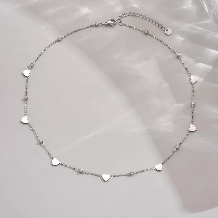 Gold Chain Necklace for Women 18K Gold Plated Stainless Steel Necklace Dainty Star Cross Heart Choker Chains Simple Delicate Minimalist Trendy Jewelry