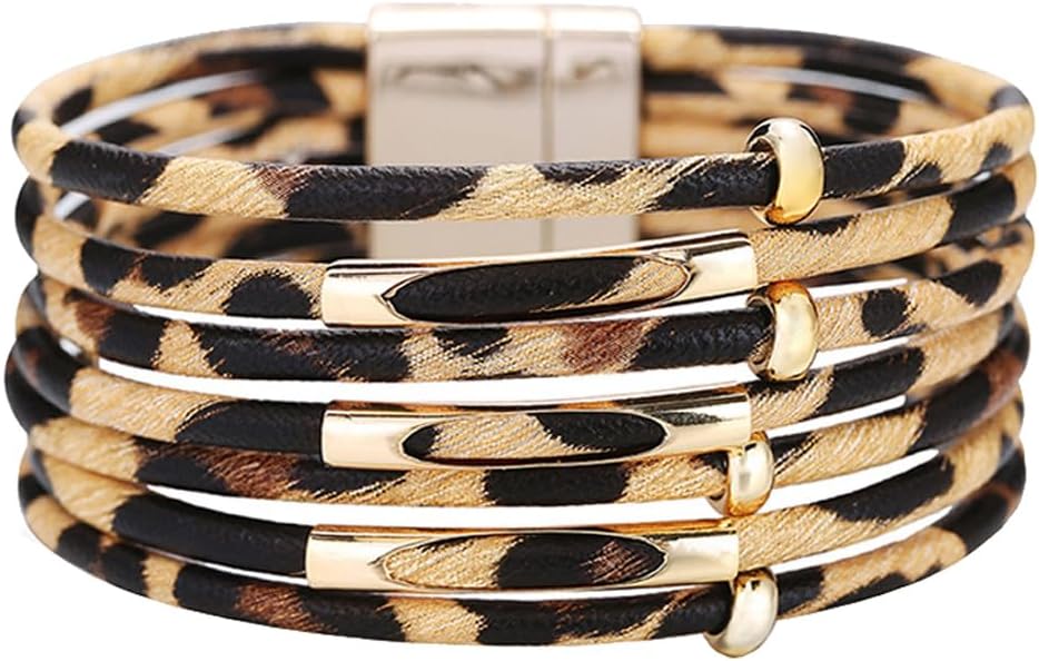 Rantanto Braid Leather Wrap Bracelet Trendy Stackable Crystal Cuff Boho Gold Heart Bracelet Jewelry Gift For Women