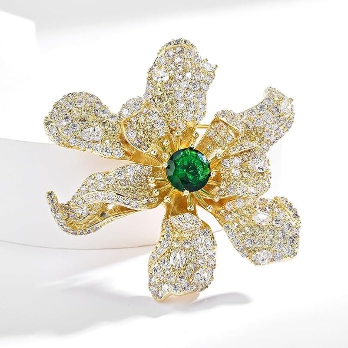 UNVAK Rhinestone Flower Brooch - Crystal Flower Pin for Women - Valentine's Day & Mother's Day Gift