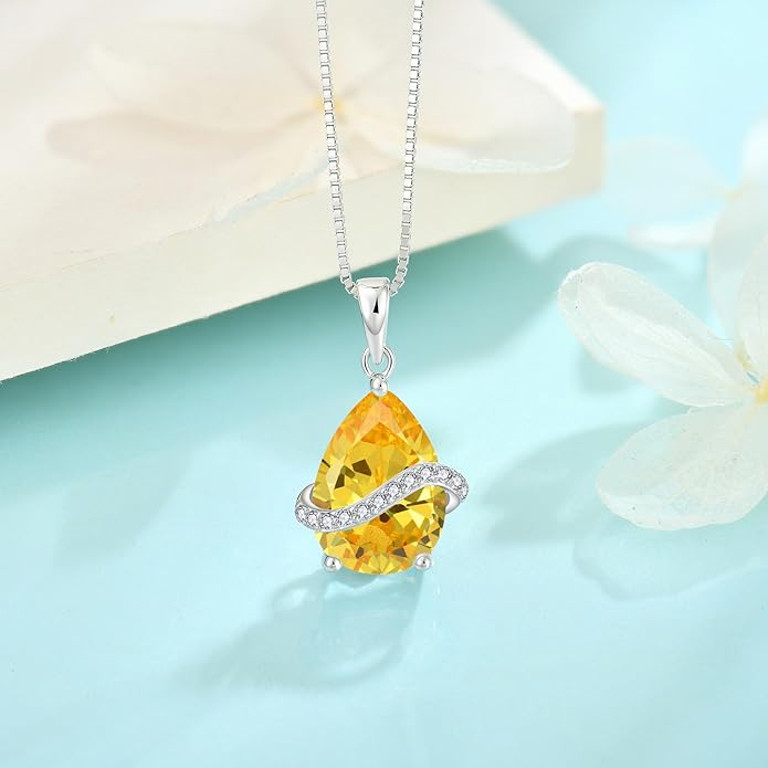 Teardrop Necklace for Women 925 Sterling Silver Birthstone Necklace Pendant Jewelry Gifts for Her