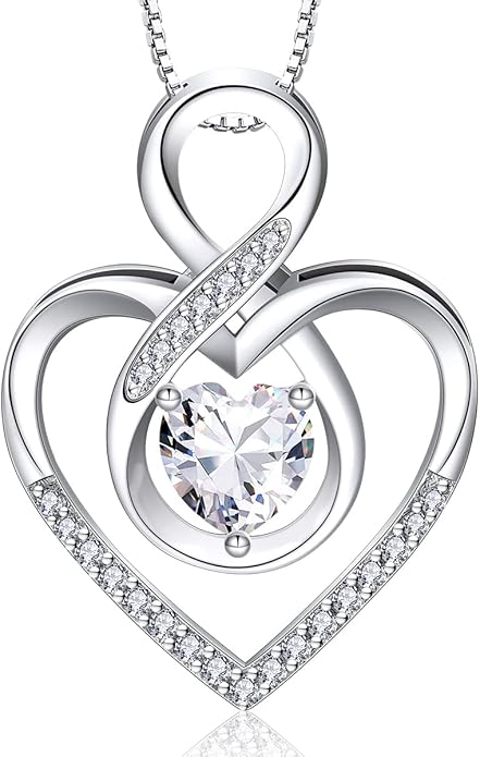 RIVIKO Infinity Heart Symbol Necklace for Women 925 Sterling Silver Love Heart Pendant Valentine's Day Mother's Day Anniversary Birthday Christmas Jewelry Gifts for Women Mom Wife Sister Her Friends