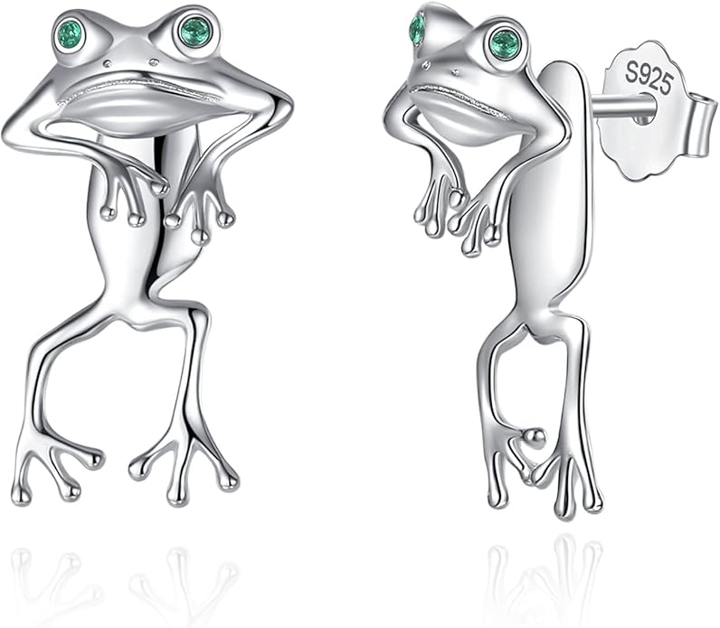 INFUSEU Sterling Silver Cute Stud Earrings Cat Frog Mushroom Bunny, Small Gifts for Women Teen Girls Animal Lovers