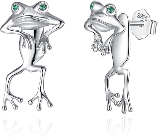 INFUSEU Sterling Silver Cute Stud Earrings Cat Frog Mushroom Bunny, Small Gifts for Women Teen Girls Animal Lovers