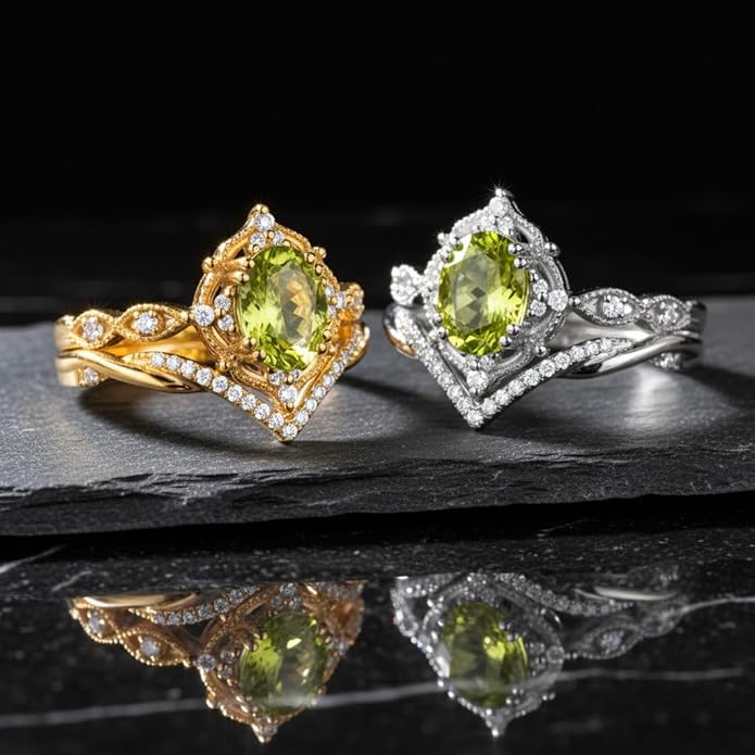 Oval Cut Vintage Gemstone Engagement Rings set for Women S925 Sterling Silver/10K/14K/18K Gold Birthstone Promise Anniversary Bridal Set Ring for her