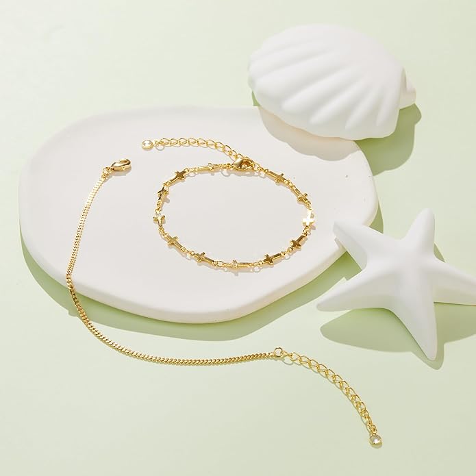 Gold Bracelets for Women Non Tainish,Dainty Bracelets Stack for Women Trendy, Gold Plated Cuff Bracelets Stack With Beaded Cuban Paperclip Snake Rope Bangle Hand Chain Jewelry Gifts for Women