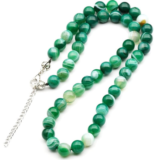 Natural Green Agate Beaded Choker, Genuine Green Crystal Necklace, Fancy Gemstone Choker, 8mm Beads, Unique Fashion Jewelry, Healing Crystal Chakra Necklace, Durable Stone Necklace, Gemini Necklace