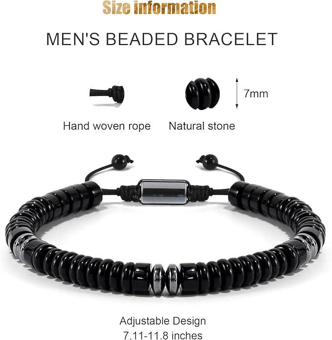VIBILIA Healing Crystal Bracelets Beaded Bracelets for Men Women Natural Stone Adjustable Bracelets Unique Gifts for Father Son Grandfather Brother Friend