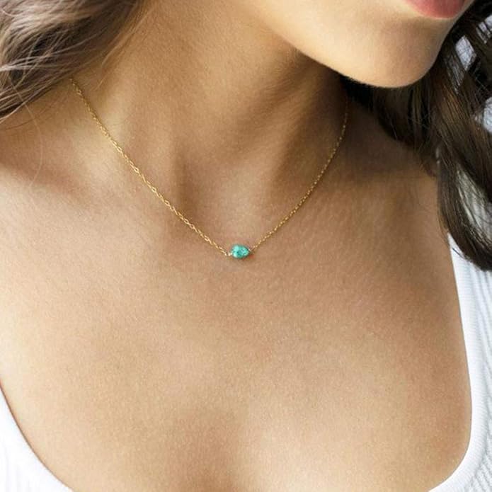 Turandoss Dainty Layered Choker Necklace, Handmade Y Pendant Necklace Multilayer Bar Disc Necklace Adjustable Layering Choker Necklaces for Women