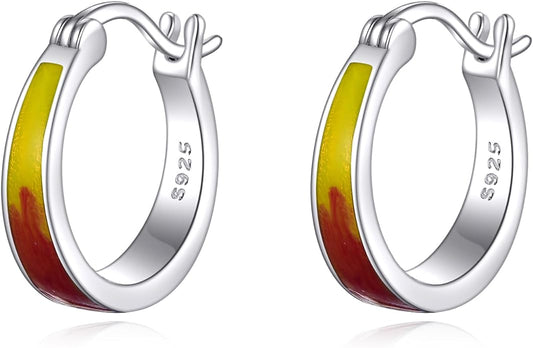 Sterling Silver Hoop Earrings Small Hoop Sun/Leaf/Triangle Huggie Earrings for Women Hypoallergenic