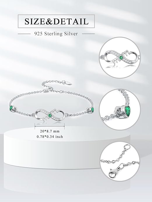 Dorunmo Infinity Bracelet Mom Bracelet 925 Sterling Silver 14K Gold Plated Infinity Heart Anklet for Women Christmas Jewelry Gifts for Wife Mom Daughter
