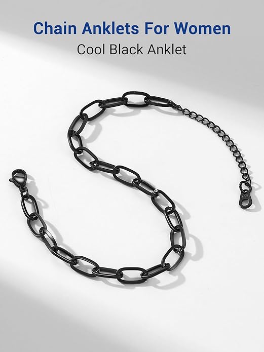 PROSTEEL Stainless Steel Chain Anklets for Women, Silver/Gold Tone, Ankle Bracelets Hypoallergenic, 8-10.5 Inch Adjustable, Come with Box