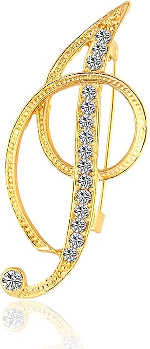 BeeGift Letter Brooch Pins Initial Rhinestone Brooch for Women Crafts,Rhinestone Crystal Lapel Pin Brooches Gold A-Z 26 Letters