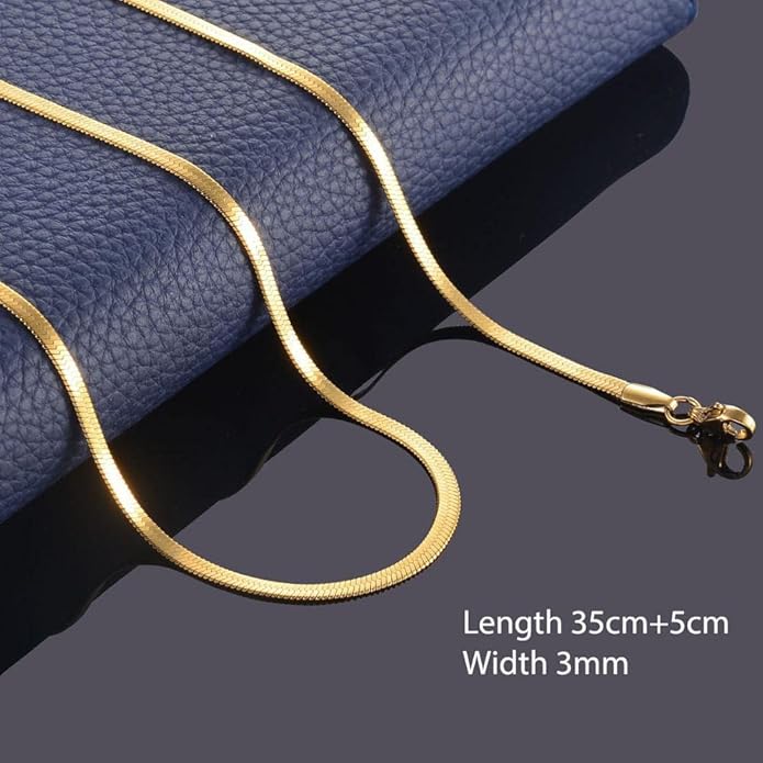 DEARMAY 14K Gold Plated Necklaces for Women, Dainty Gold Herringbone Choker Necklace Thin Layered Snake Chain Jewelry for Gifts