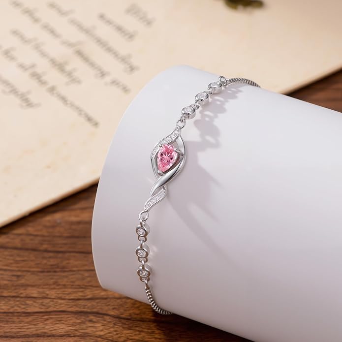 Christmas Gifts Birthstone Bracelet for Women 925 Sterling Silver Infinity Love Jewelry Birthday Gifts for Women Mom Wife Girlfriend