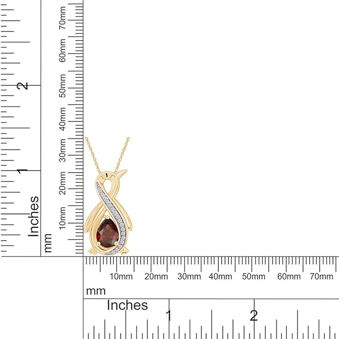 Infinity Penguin Pendant Necklace for Women, 14K Gold Over Sterling Silver with Pear & Round Cut Simulated Birthstone & White Diamond Accents, Dainty Animal Jewelry Gift with 18" Chain