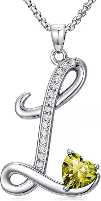 Christmas Gifts for Women Alphabet A to Z Initial Birthstone Pendant Necklaces for Women - 18k White Gold Plated Personalized Name Jewelry Valentine Mothers Day Birthday Gifts for Women Her Girlfriend