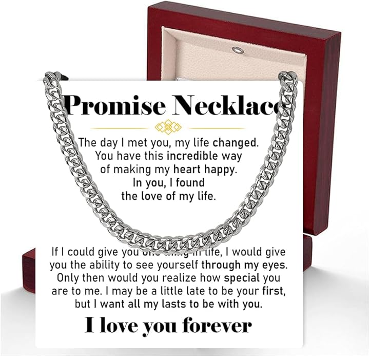 VIRAGIL To My Man Necklace Chain for Men, Silver Stainless Steel Chain Jewelry, Romantic Gift from Partner for Birthday Valentine or Everyday Wear with Meaning