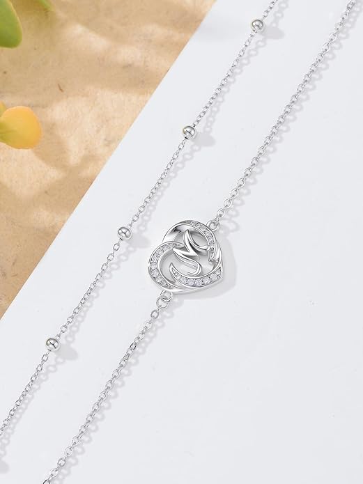 Dorunmo Initial Anklet 925 Sterling Silver Letter A-Z Layered Heart Anklet Beach Jewelry Birthday Gifts for Women