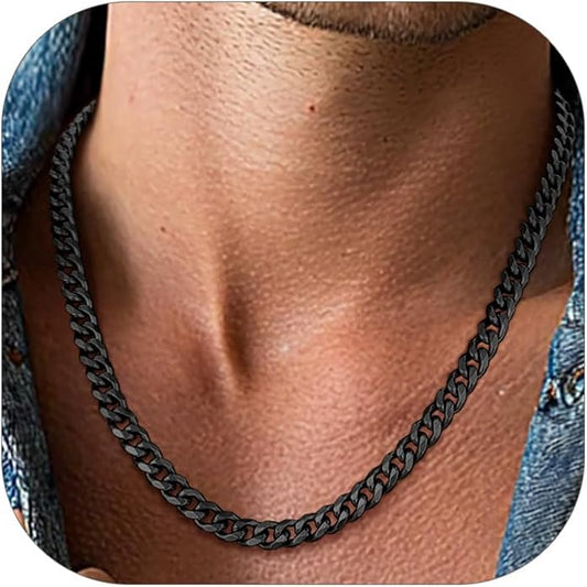 PROSTEEL Miami Cuban Link Chain for Men, 18K Gold/Black/Stainless Steel Necklace,6mm/9mm/12mm Width, Upgrade Clasp & Durable Chain for Mens Womens Jewelry,18"-30",with Gift Box