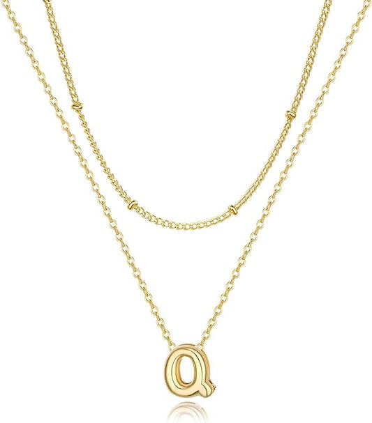 Bubble Letter Necklace Layered Initial Necklaces for Women Dainty Cute Choker Pendant Stack Jewelry Teen Gift Trendy Stuff