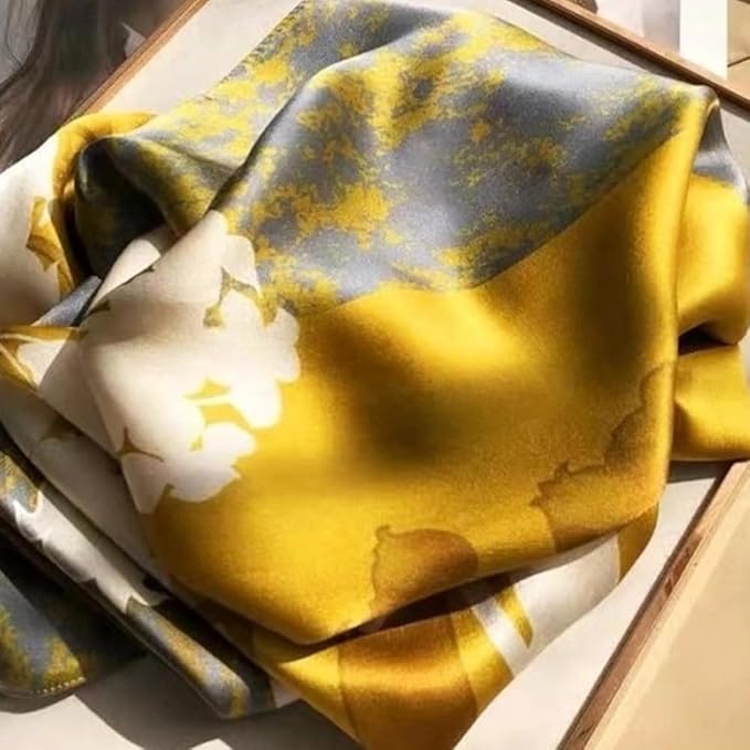 Clysoru Silk Scarf For Women Hair Scarves Lightweight Satin Elegant Shawl Wraps Bufanda Mujer Fashion Accessories 70.8"X35.4"