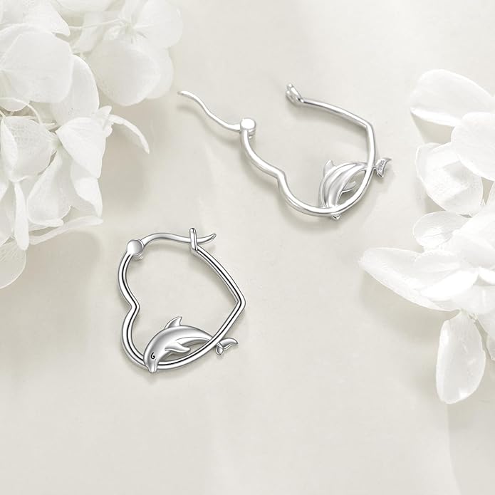 YFN Animal Earrings Sterling Silver Animal Heart Hoop Dangle Earrings Cute Jewelry Gifts for Women