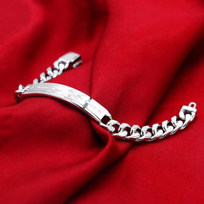 Dankadi Fashion Men Silver Jewelry Classic Bracelet 100% 925 Sterling Silver Exquisite Carving Totem Bracelet 10 MM 7-10 inches Italy Design Cuban Chain Gifts