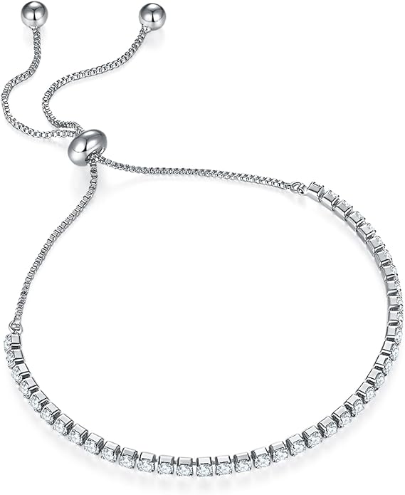 MINDDHA 14K Gold Plated Cubic Zirconia Tennis Bracelet – Elegant Tennis Bracelet for Women, Thin, Dainty, Stackable, Available in 2mm 3mm Width, Silver and Gold Color, Adjustable Slider 6-9 Inch