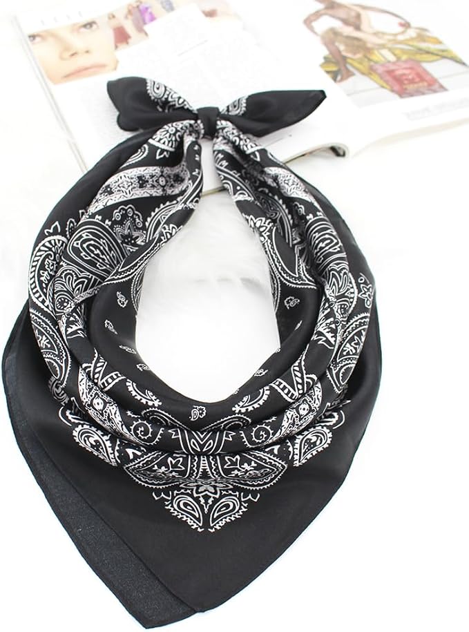 ANDANTINO 100% Mulberry Silk Square Scarf for Hair-25.6" X25.6'' Women Men Natural Silk Neckerchief Digital Printed Headscarf