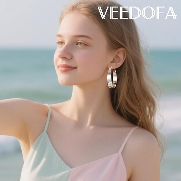 10MM Wide Thick Gold Hoop Earrings for Women Hypoallergenic 925 Sterling Silver Large Hoop Lightweight Chunky Hoops Earring for Women Jewelry Gifts