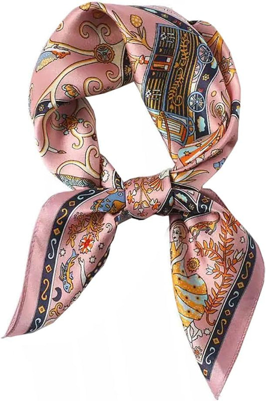 ANDANTINO 100% Mulberry Silk Square Scarf for Hair-25.6" X25.6'' Women Men Natural Silk Neckerchief Digital Printed Headscarf