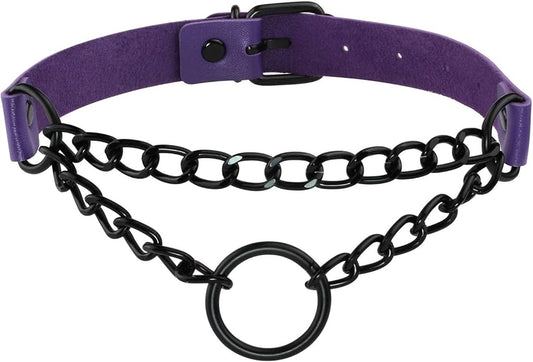 MILAKOO PU Leather Punk Choker Necklaces Circle/Heart Charm Adjustable Collar Necklace for Women