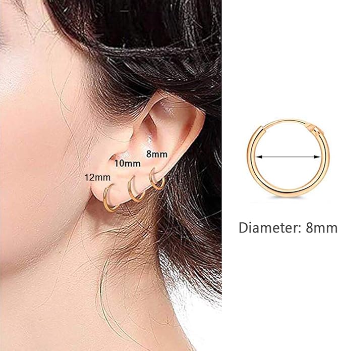Silver Hoop Earrings- Cartilage Earring Small Hoop Earrings for Women Men,4 Pairs of Hypoallergenic 925 Sterling Silver Tragus Earrings