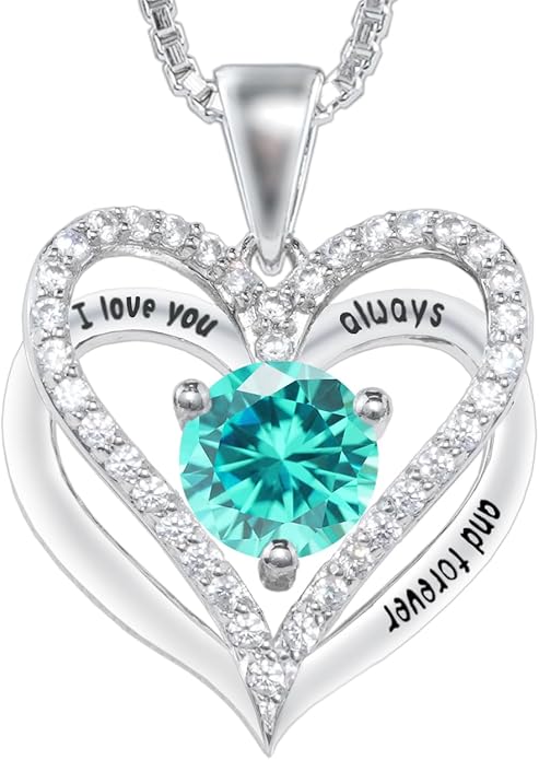 Kuschelkatze Entwined Souls Necklace - Sterling Silver Double Heart Pendant | Engraved 'I Love You Always and Forever' | Gift for Couples, Anniversary, Wedding