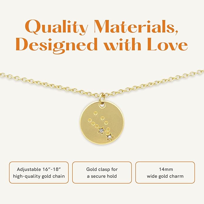 Lucky Feather Zodiac necklaces for women | Scorpio 14K Gold-Plated Astrology Pendant for Girls | Horoscope Sign Zodiac gift | Great Christmas Stocking Stuffer | Trendy Birthday Jewelry Gift | 16” - 18”