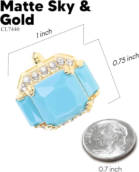 Rectangular Colored Diamond-Flanked Crystal Cuff Links – Tuxedo Suit Accessories, Cufflinks for Men