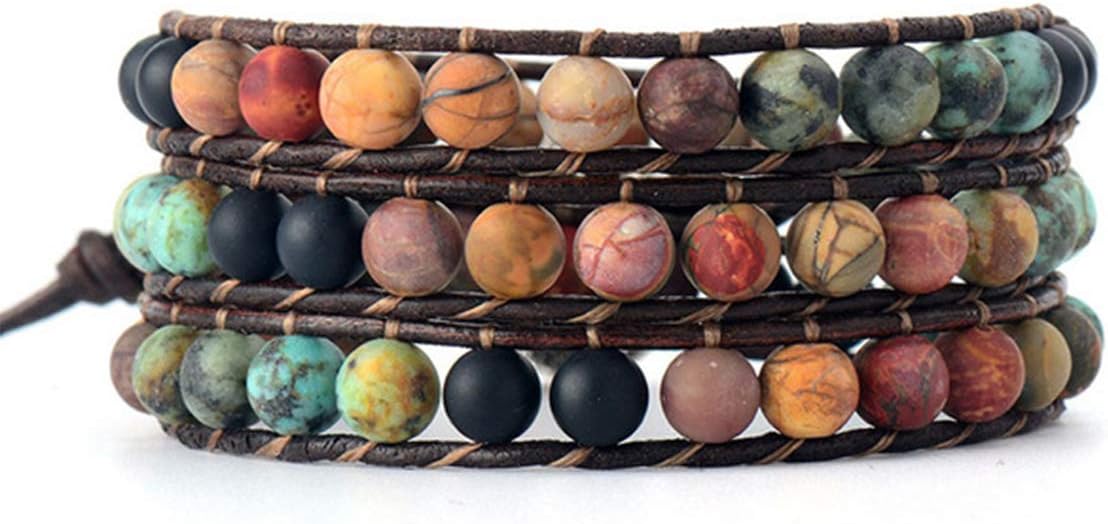 ZOSOJONA Boho Wrap Bead Bracelet for Women - Handmade Adjustable Natural Stone Beaded Bracelets Rope Yoga Healing Bracelet Bangle Hippie Jewelry