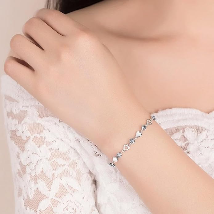 To My Granddaughter Heart Bracelet, Meaningful Jewelry Gift, Bracelet For Granddaughter from Grandma Grandpa with Message Card and Box on Christmas, Birthday, Graduation, Bracelets For Women