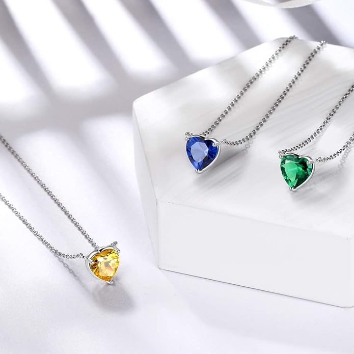 Aurora Tears 925 Sterling Silver 12 Birthstone Hearts Jewelry Women Crystal Wedding/Engagement/Bridal Heart Necklace/Earring/Ring/Bracelet Sets Jewellery