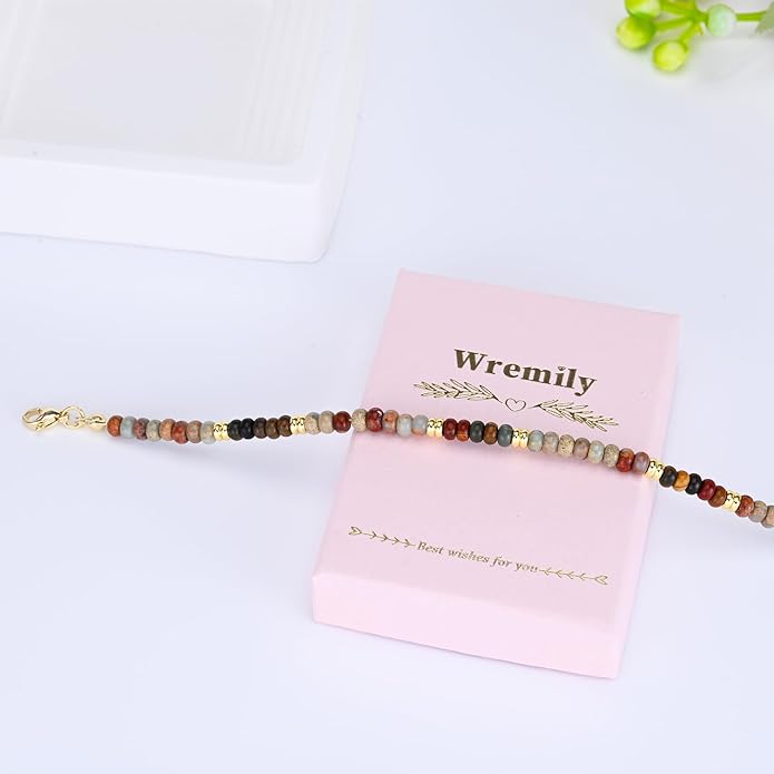 Natural Stone Beaded Anklets Bracelets for Women Handmade Beaded Anklet Bracelet Waterproof Boho Beads Ankle Bracelet Adjustable Summer Jewelry