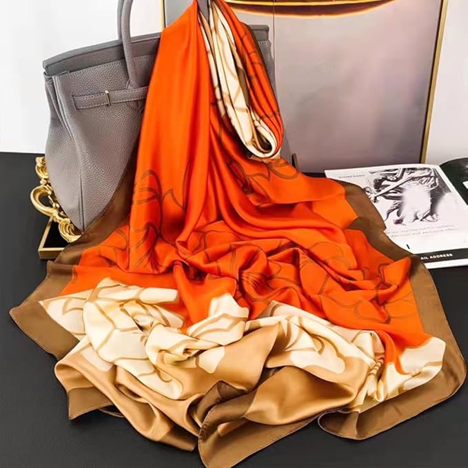 Clysoru Silk Scarf For Women Hair Scarves Lightweight Satin Elegant Shawl Wraps Bufanda Mujer Fashion Accessories 70.8"X35.4"