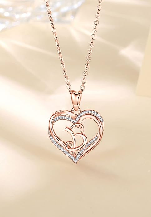 INFUSEU Unique Initial Necklaces for Women Girls Small Heart Letter Jewelry, Meaningful Personalized Gifts