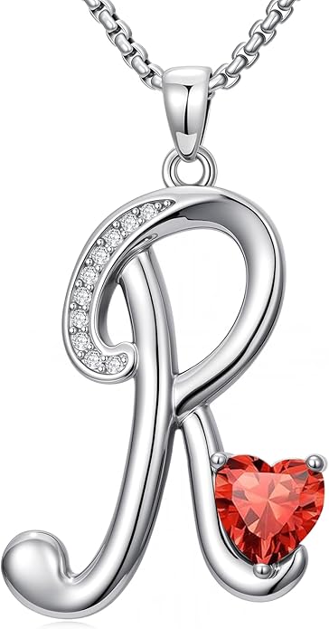 Christmas Gifts for Women Alphabet A to Z Initial Birthstone Pendant Necklaces for Women - 18k White Gold Plated Personalized Name Jewelry Valentine Mothers Day Birthday Gifts for Women Her Girlfriend