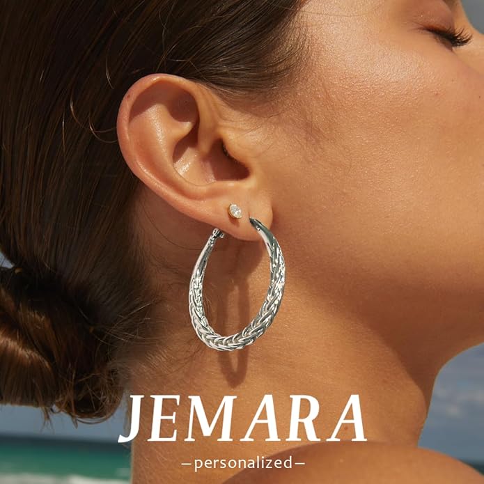 Silver Hoop Earrings for Women Trendy Hypoallergenic 925 Sterling Silver Post Hoop Earrings Lightweight Thick Twisted Large Silver Hoop Earrings 30/40/50MM