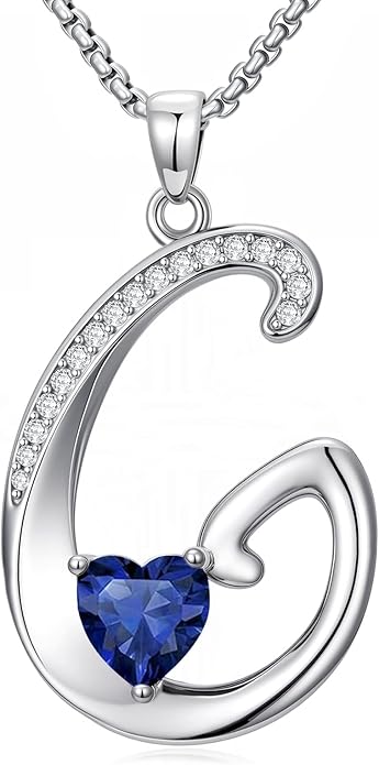 Christmas Gifts for Women Alphabet A to Z Initial Birthstone Pendant Necklaces for Women - 18k White Gold Plated Personalized Name Jewelry Valentine Mothers Day Birthday Gifts for Women Her Girlfriend